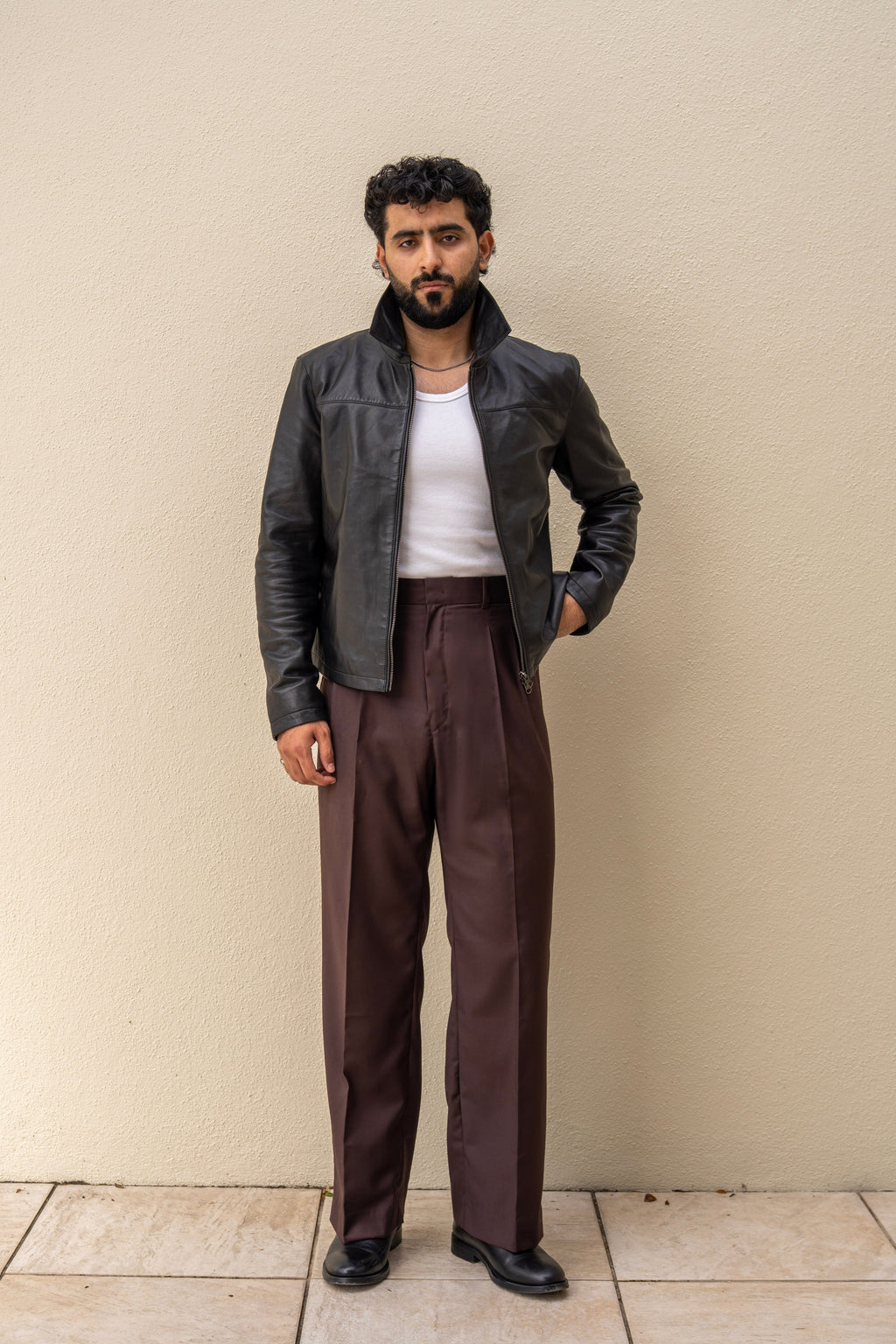 Wide Leg Pleated Trousers