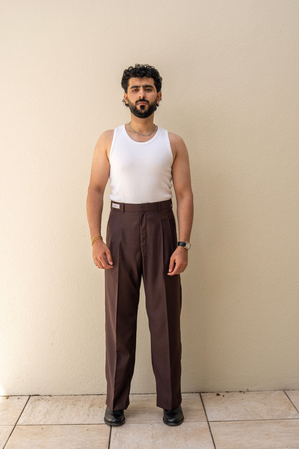 Wide Leg Pleated Trousers