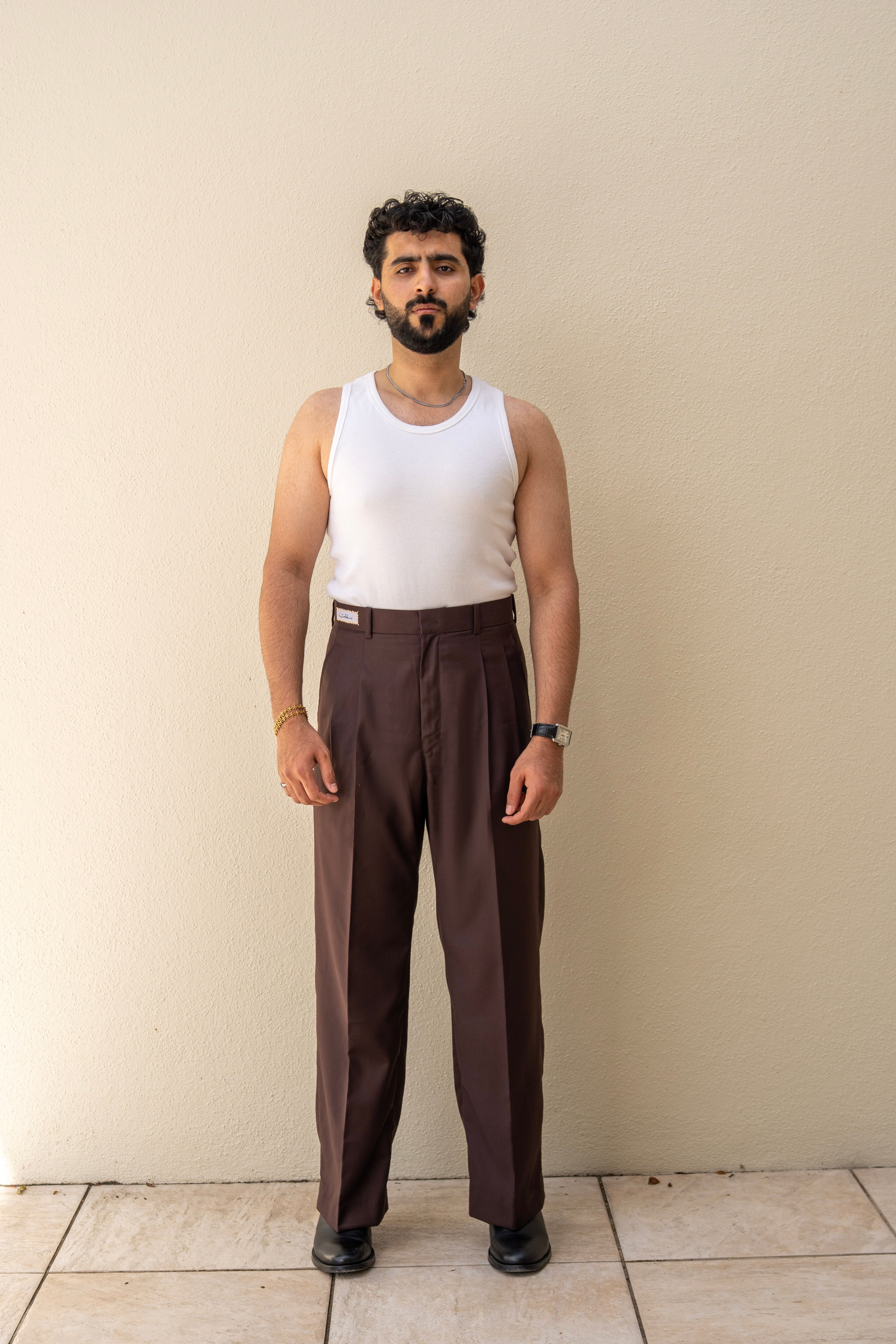 Wide Leg Pleated Trousers